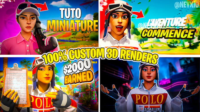 design fortnite thumbnails high quality custom 3d