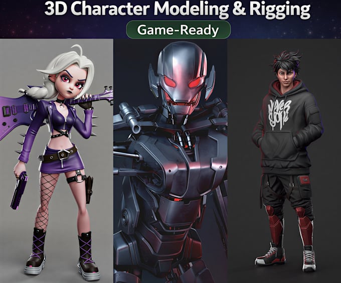 Do stylized 3d character realistic game model and 3d rigging by ...