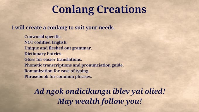 create a conlang for your world