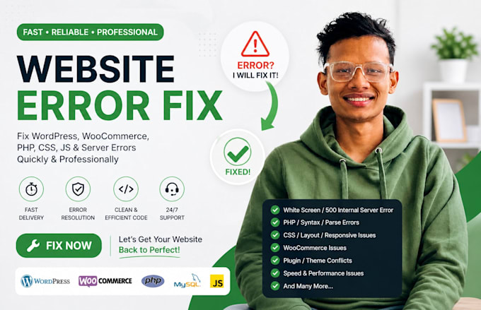 fix website errors, bugs, responsive, elementor errors, wp website problems
