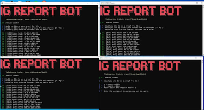 custom instagram bot,ig mass report bot banning,livestreaming bot,python program