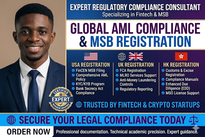 Provide aml compliance and msb registration in usa, uk, and hk by ...