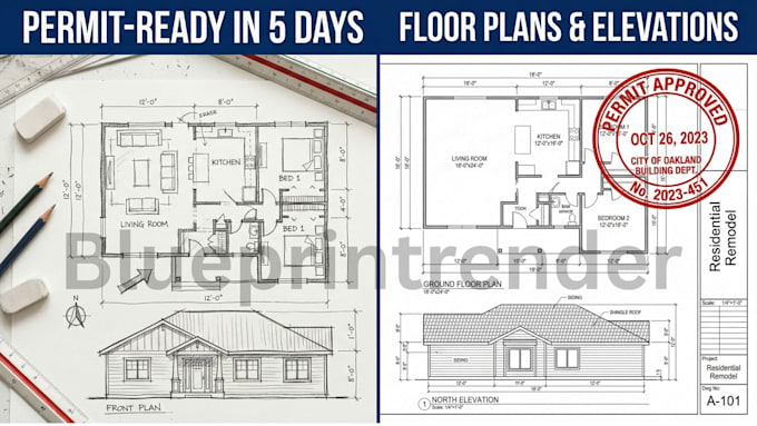 Create permit ready house floor plans, elevations architectural ...