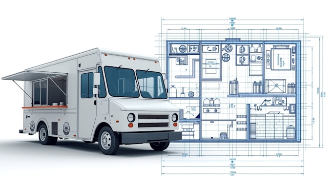 draw your food truck, kiosk or trailer blueprint for city permit