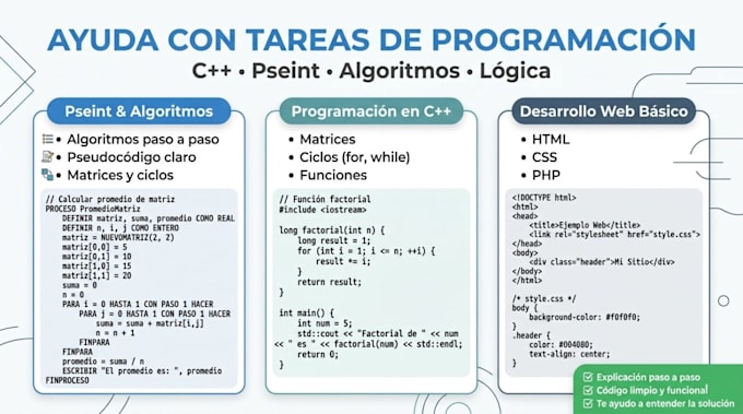 help with tareas de programacion c pseint y algoritmos