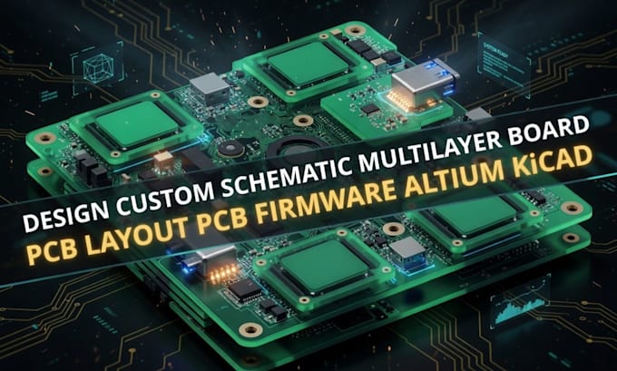 Design custom schematic multilayer board pcb layout pcb firmware altium ...