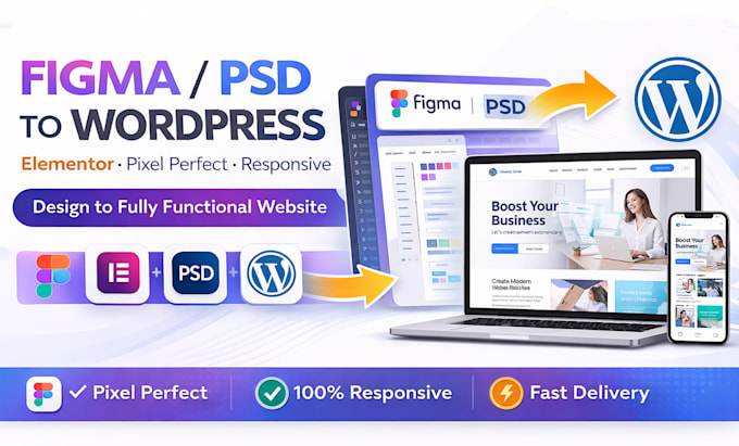 convert sketch, PSD, xd, figma to wordpress website for your business
