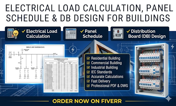 do electrical load calculation, panel schedule and db design for building