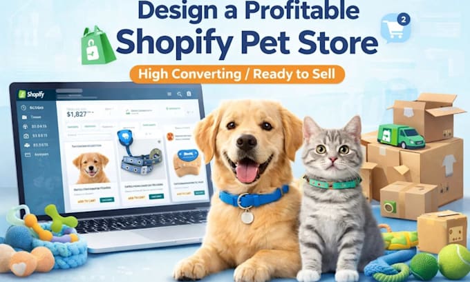 design or redesign a profitable shopify pet store dropshipping website dog cat