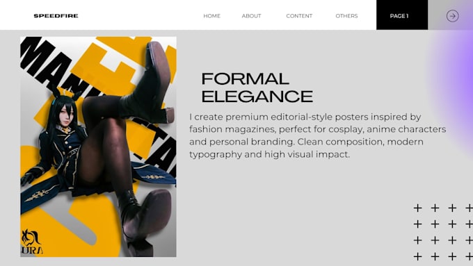 design modern editorial anime or cosplay posters
