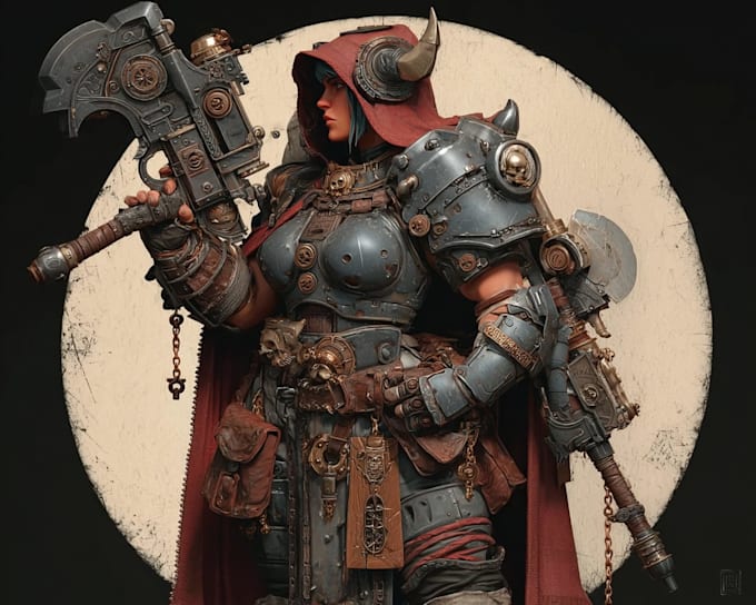 create epic warhammer 40k character art and design