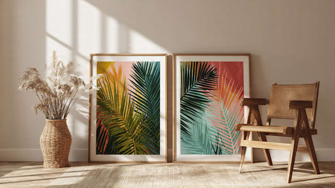 make mid century modern digital wall art for etsy store