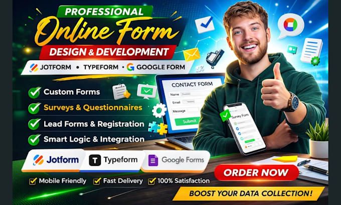 create jotform or google form, questionnaire typeform online form survey, quiz