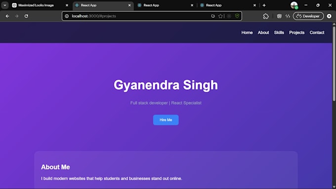 create modern portfolio website for students and developers in 24 hrs