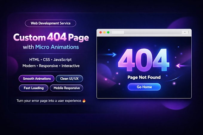 create custom 404 page micro animations HTML CSS java script website