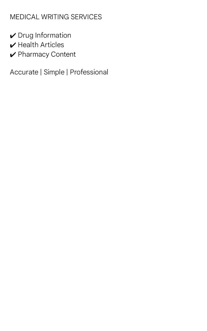 write simple medical and pharmacy articles