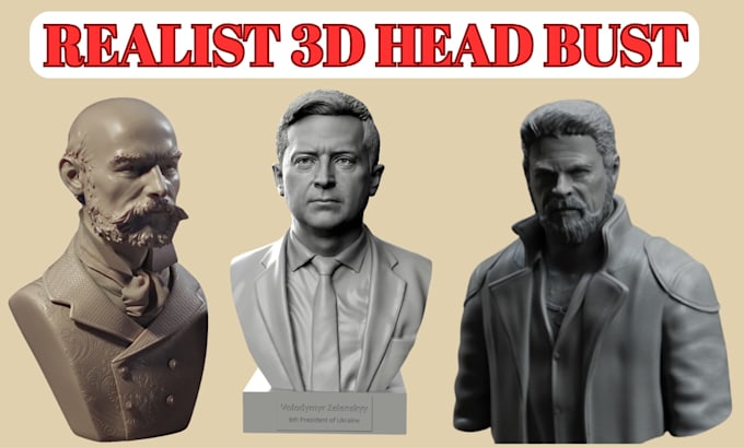 3d head model head bust 3d face sculpt realistic head stl file for 3d printing