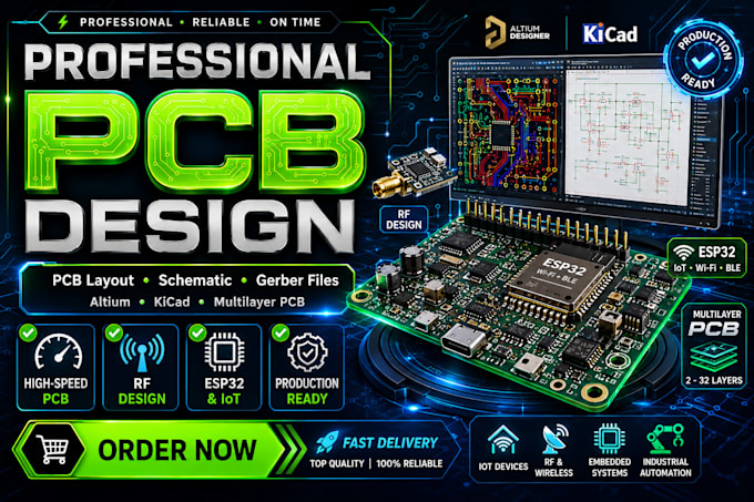 do professional pcb design, multilayer pcb, schematic, electronics engineering
