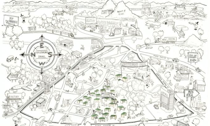 do hand drawn map illustration map design vector map custom map cartography map