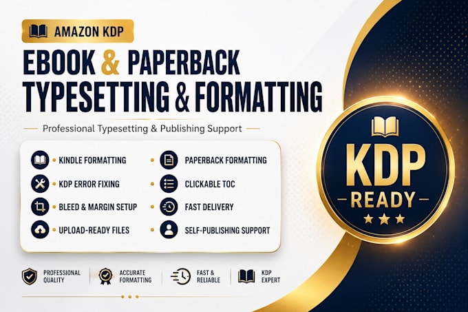 do amazon KDP book formatting for kindle book, ebook and paperback