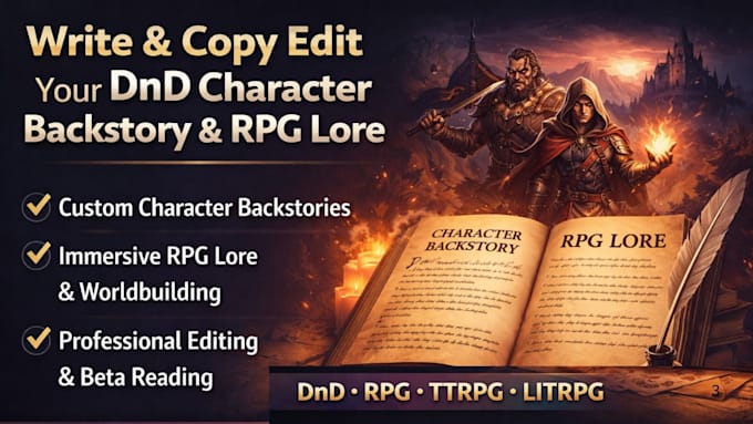write and copy editing beta read your dnd character backstory and rpg lore