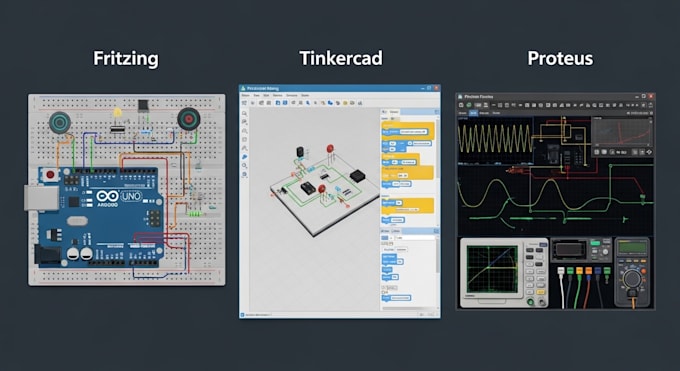 design arduino programming circuit simulation using fritzing, tinkercad, proteus