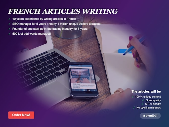 write SEO optimized blog articles in french