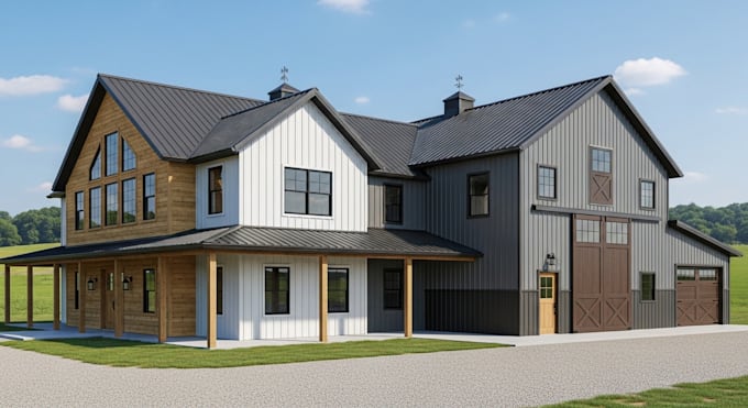 design barndominium and pole barn floor plan rendering