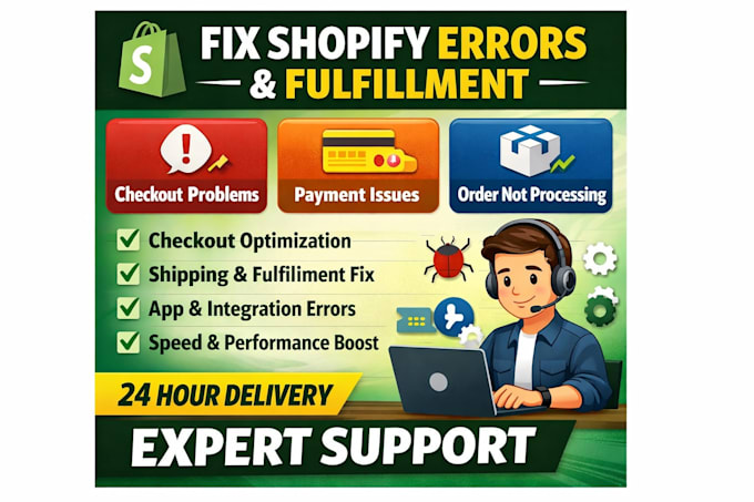 fix shopify bug, checkout error, and order fulfillment issues fast