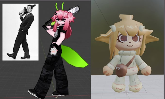 create psx ps1 low poly game character modeling and rigging