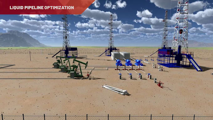 create 3d industrial animation pipeline automation sensor liquid flow explainer