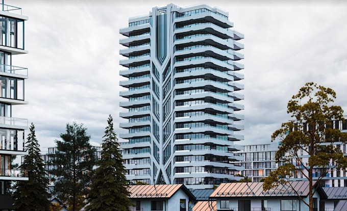 redesign highrise residential building, cantilevered balconies, facade structure