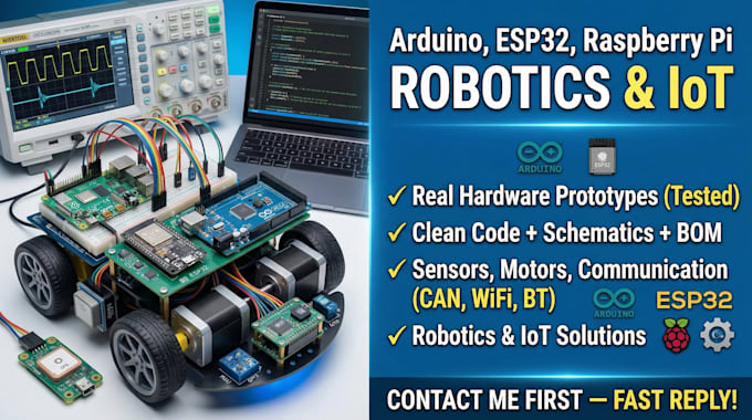build arduino esp32 and raspberry pi robotics and iot prototyping services