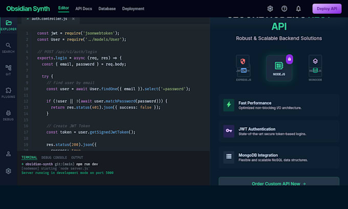 develop a secure nodejs rest API with express and mongodb