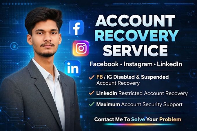 fix any facebook, instagram and linkedin account issues