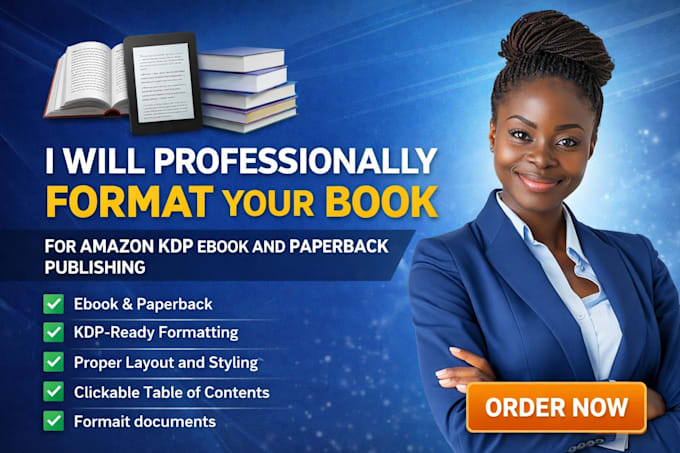 professionally format your book for amazon KDP ebook and paperback publishing