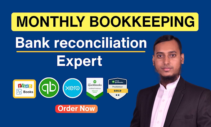 do monthly bookkeeping, bank reconciliation in xero and quickbooks expert