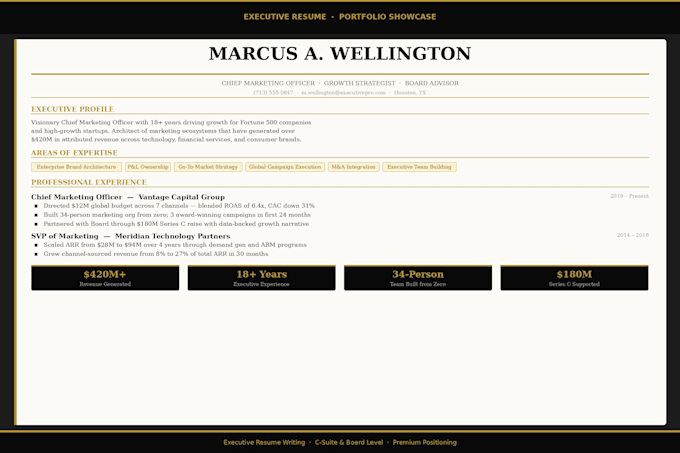 write a luxury executive resume for leaders