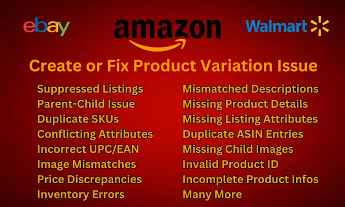 fix amazon listing errors parent child and suppressed listings