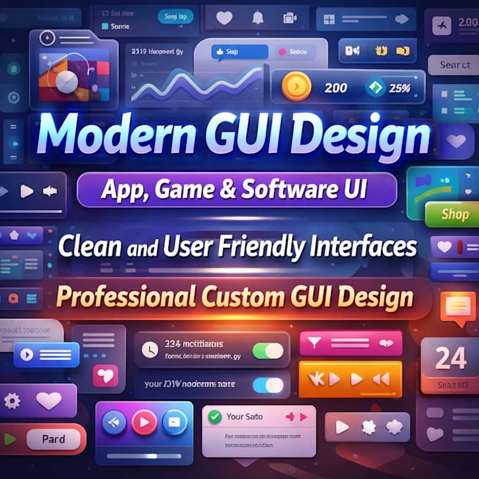 create professional gui design for mobile app, web app