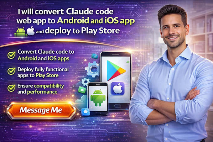 convert claude code web app to android and ios app and deploy to play store
