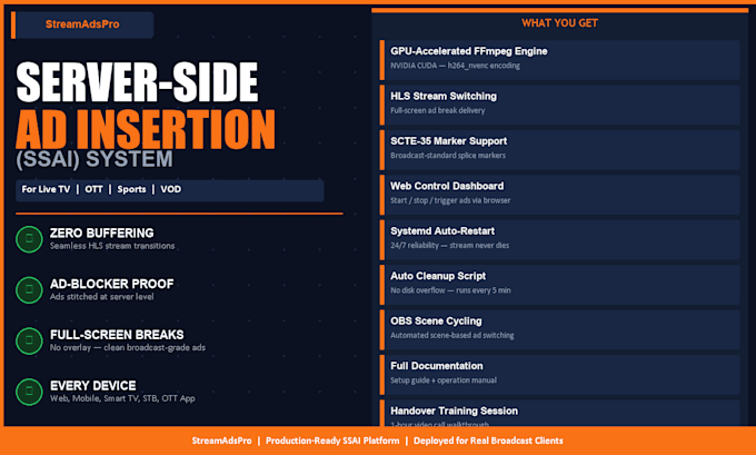 set up server side ad insertion ssai system for live hls and ott streaming