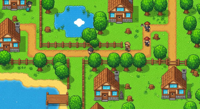 Disegna tileset pixel art 2d top down rpg mappa gioco tilemap rpg maker