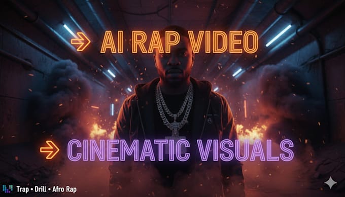 create ai rap music video, cinematic visuals, animation with kling
