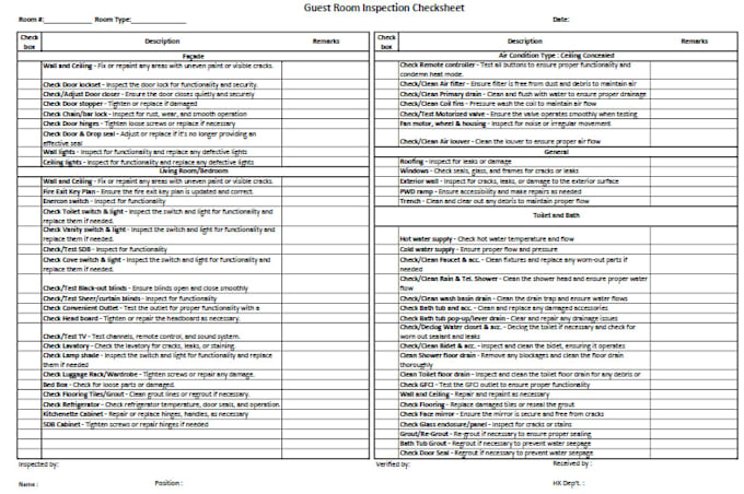 create daily inspection checklist for equipment or facility