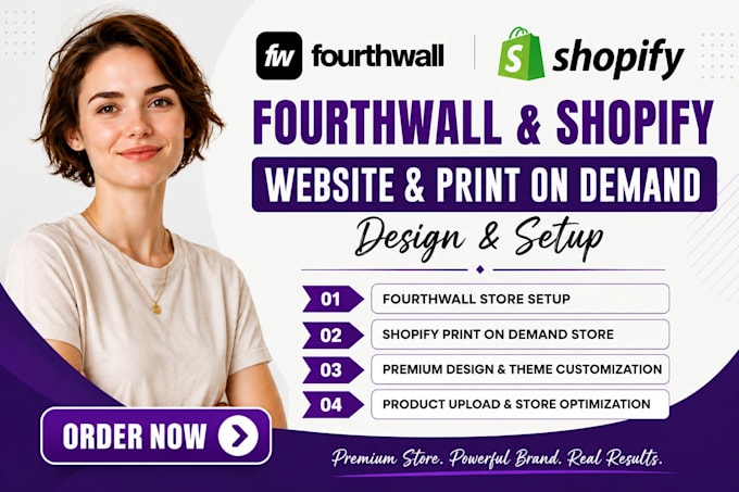 fourthwall website and shopify print on demand design, fourth wall store set up