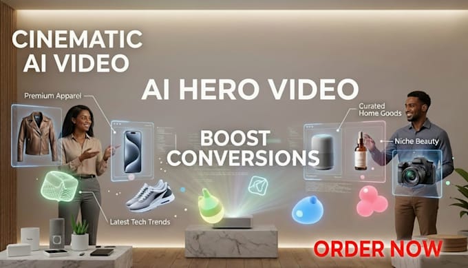 create ai website hero video, landing page video, website banner and header