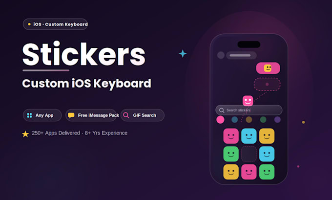 develop ios custom keyboard app with stickers, gifs