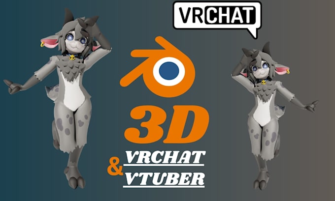 custom 3d furry vtuber model nsfw vrchat avatar unity 3d model pc quest vbridger