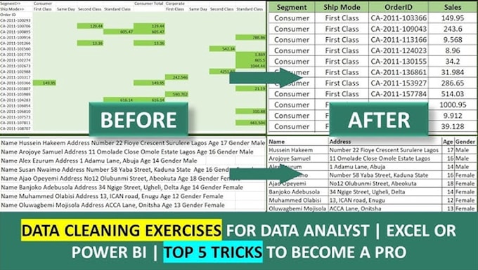 clean, merge, format, split excel data
